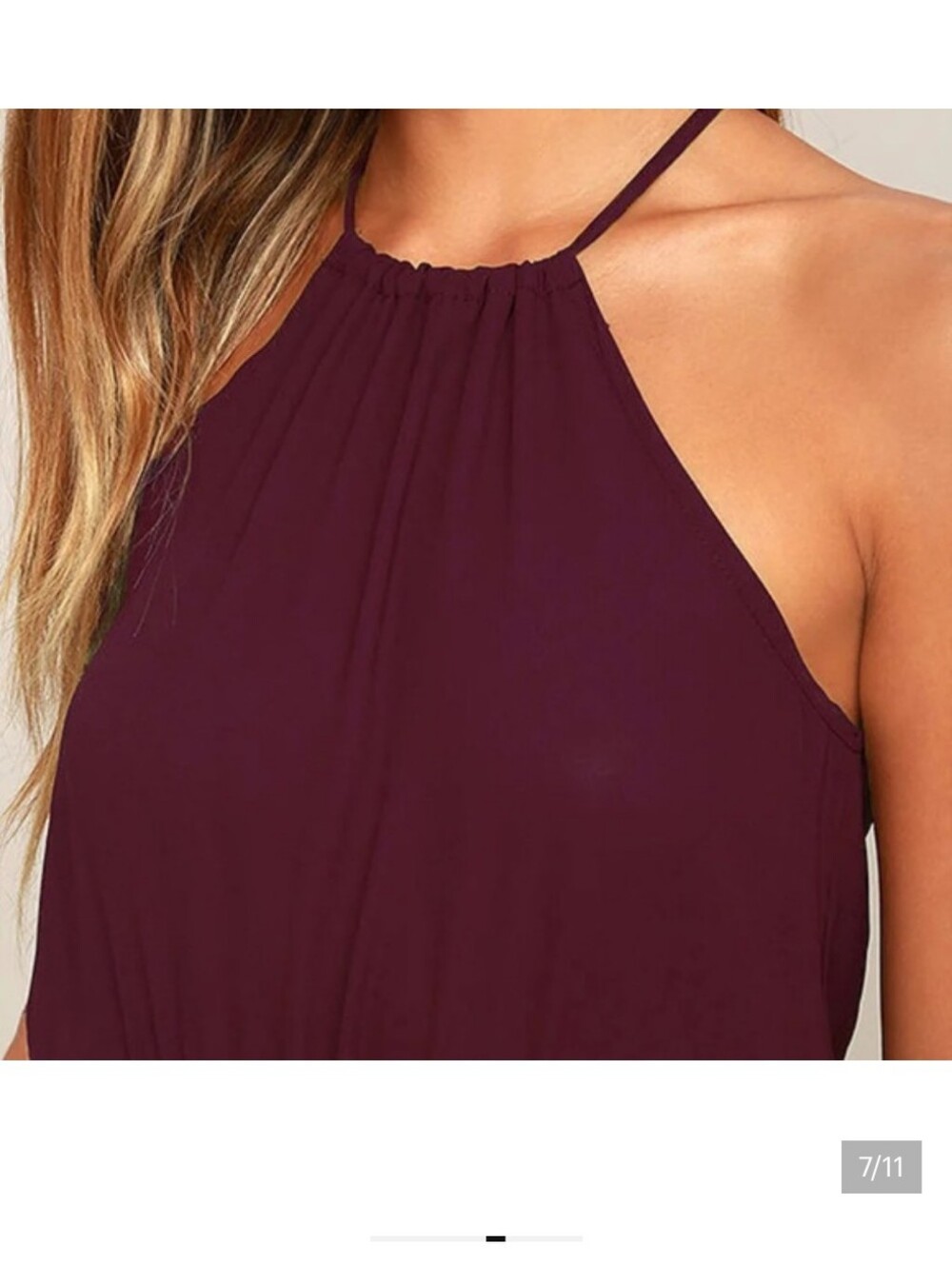 💘👑✨ Lulu's Plum Halter Maxi Gown with Side Slit And Tie Waist - Picture 3 of 9
